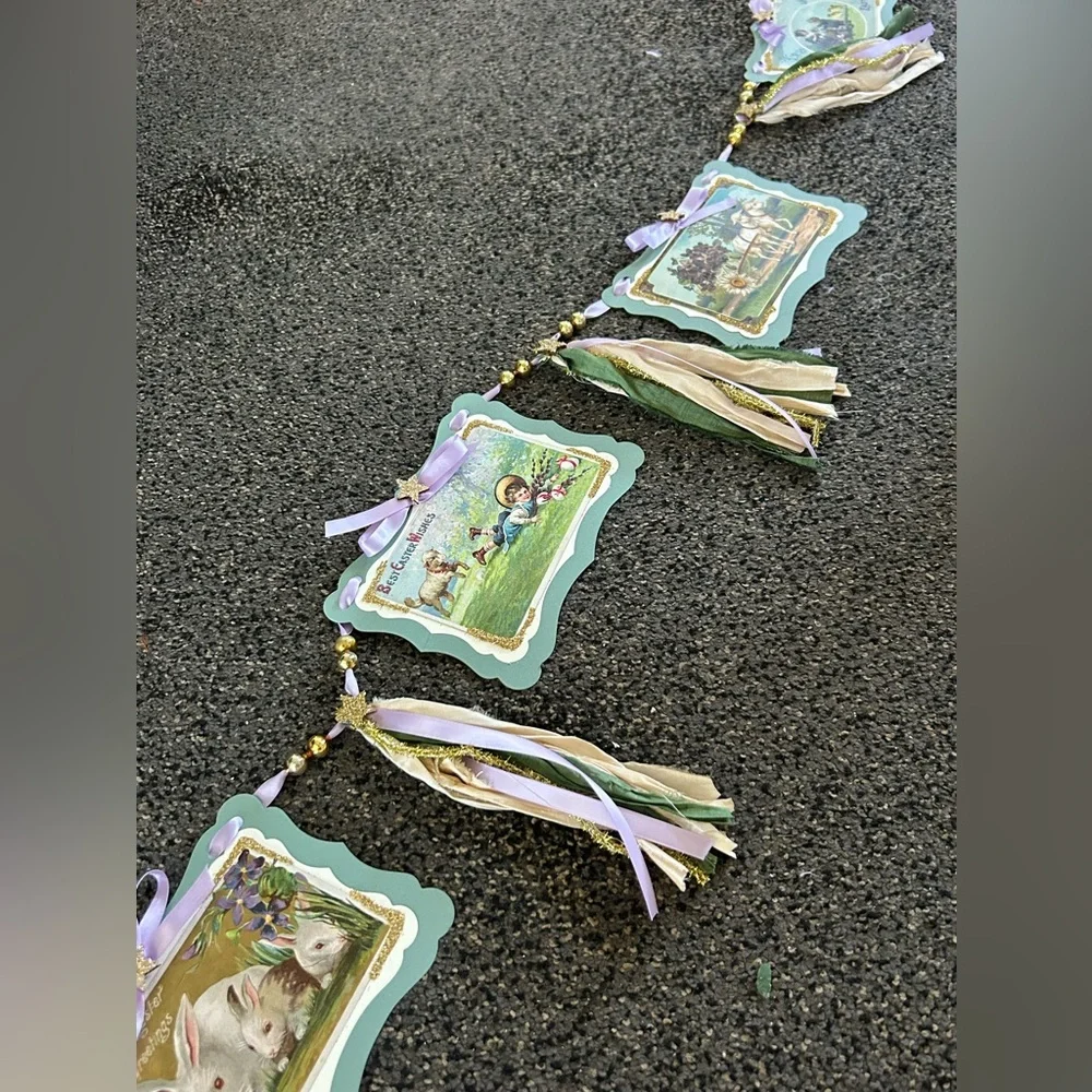 Easter postcard 1900’s vintage repurposed Holiday garland